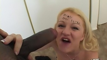 White Slut Ciera Sage Drops On Her Knees To Suck A Large Black Dick