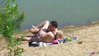 Real Teen Couple On German Beach, Voyeur Fuck With Stranger
