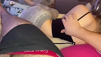 Masturbating On The Sofa W/Out Gf Noticing Then Turns Around And Gives Bj And Cum In Her Mouth, Pov
