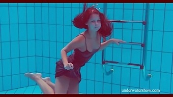 Brunette Nata Szilva Strips Naked Underwater And Gets Horny
