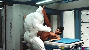 A Sexy  Busty Ebony Has Hard Anal Sex With Sex Robot In The Medbay
