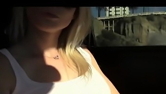 Woman Masturbates And Ejaculates In Her Car On The Beach