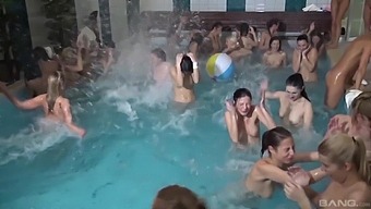 Group Fucking During A Pool Party With Naughty College Chicks