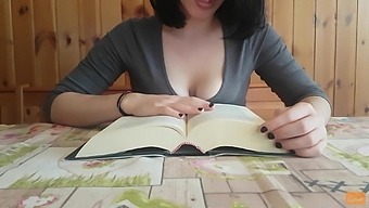 Reading Books Is So Arousing That A Brunette Orgasms During It