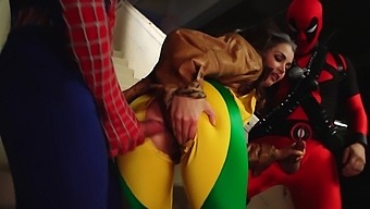 Allie Haze In A 3some With Spiderman And Deadpool - Hardcore And Clothed Sex