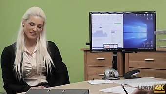 Blanche Bradburry Gets Her Tight Pussy Pounded From Behind In The Office