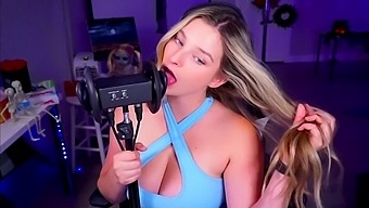 Big-Titted Blonde Babe Moans Asmr In Solo Video