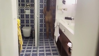 Voyeuristic View Of A Big Ass Latina In The Shower
