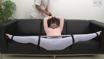 Asian Babe With Big Natural Tits Gets Her Crotch Split And Restrained In Agony