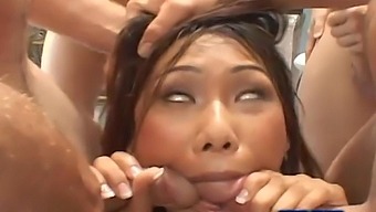 Ms. Lynn Indulges In Sucking On Penises As Participating In Hardcore Gangbang
