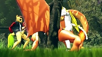 A Intimate Forest Lover Craving For A Threesome With Charizard In The Woods.