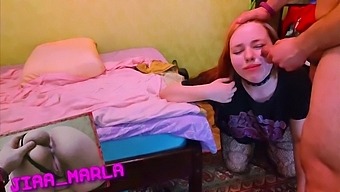 Russian Wife Gets Face Fucked And Cumshot In Mouth After Deepthroating A Big Dick