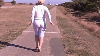 Amateur Babe With A Big Ass In White Leggings