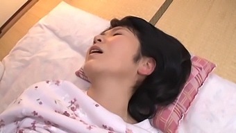 Hairy Asian Milf Mitsuko Ueshima Gives Her Big Natural Tits A Good Fucking