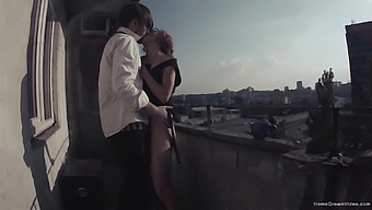 Skinny Girlfriend With Glasses Gets Face Fucked On The Balcony