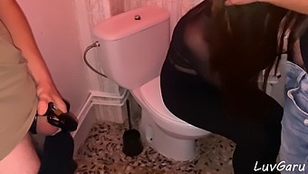 Threesome Fun: Hotwife Films Herself Flashing And Taking A Huge Cumshot In Public Toilet