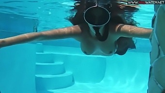Hd Video Of Brunette Teen Diana Kalgotkina Enjoying A Solo Pool Session