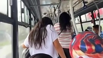 Big-Titted Latina Babe Masturbates On Public Bus With Dildo