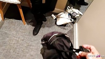 Amateur Threesome In A Changing Room With Face-Fucking And Hardcore Action