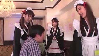 Long-Haired Japanese Maids Take Turns Giving Oral Pleasure In A Group Sex Video