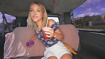 Tattooed Blonde Emma Bugg Gets Paid To Give A Blowjob And Ride In A Van