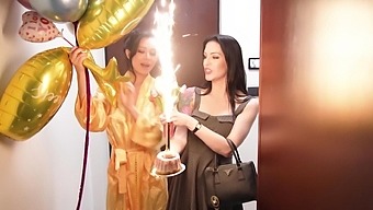 Brunette Pornstars Anna De Ville And Scarlett Alexis Indulge In Lesbian Sex At Birthday Party