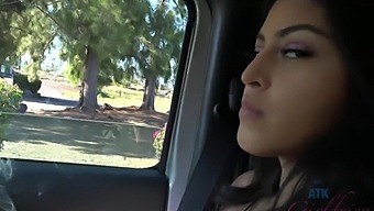 Sophia Leone, A Sexy Latina, Enjoys A Steamy Car Ride With A Lucky Guy