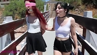 Hot Brunette And Redhead Indulge In Outdoor Lesbian Sex