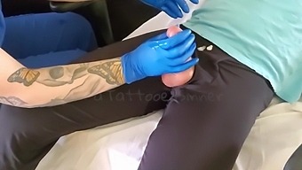 Nurse In Latex Gives A Handjob To A Circumcised Man