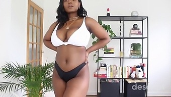Black Babe With Big Natural Tits Dances In Lingerie And Bikini