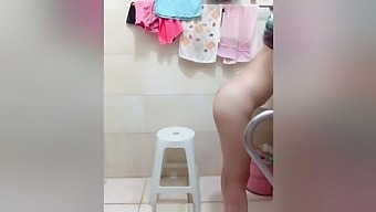 Teen Asian Girl Shows Off In The Shower