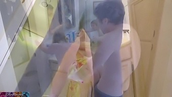 Amateur Stepmom Takes On A Big Cock In The Bathroom