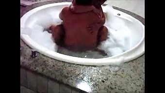 Cowgirl Sex With Black-On-Black Babe In The Bathtub