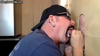 Tall Gay Man Strokes And Sucks A Large Cock At A Gloryhole
