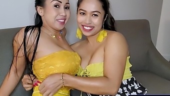 Asian Lesbians With Big Natural Tits Enjoy Each Other'S Company