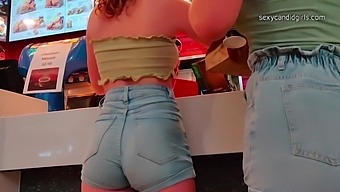 Redhead Teen In Shorts Shows Off Her Tight Ass