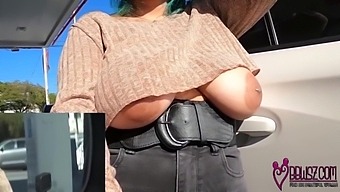 Amateur Ebony Woman Flaunts Her Big Tits In Public