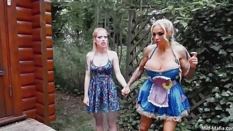 Two Blonde Sluts Get Down And Dirty With A Guy In The Great Outdoors