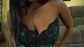 Ebony Beauty Monique Symone Seduces In Stockings And Lingerie