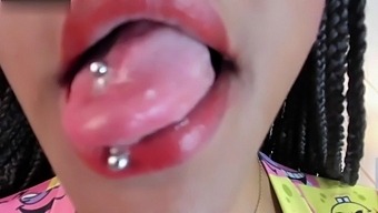 Black Beauty With Tongue Piercing Shows Off Her Skills In This Solo Video