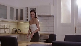 Tina Kay'S Long Hair And Natural Beauty Make For A Steamy Kitchen Scene