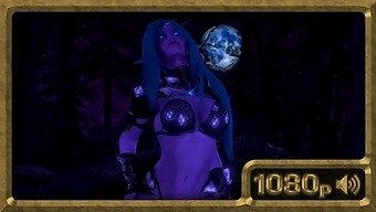 Tyrande, An Attractive Night Elf, Shines In The Moonlight