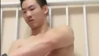 Chinese Hunk Strokes His Cock