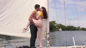Outdoor Sex With A Skinny Brunette On A Yacht