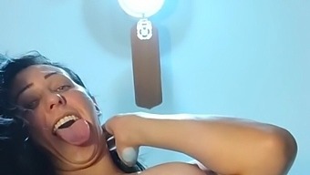 Shemale With Big Boobs Gives A Handjob And Swallows Cum