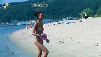 18+ Teen Gets Naked On The Beach And Turns Others On