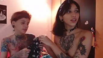 Two Inked Damsels Put Their Seductive Skills To The Test With Their Smooth Twats